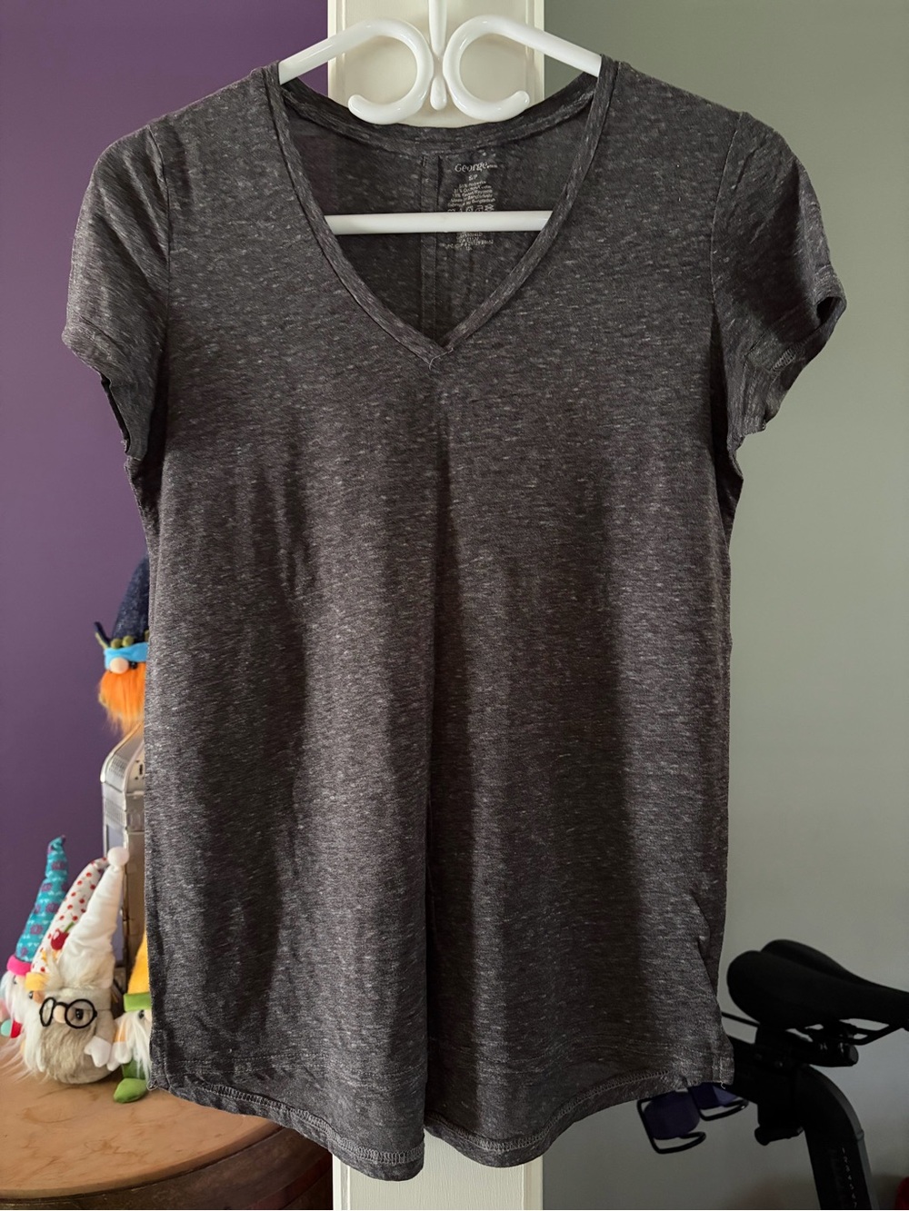 George Charcoal V-Neck Short Sleeve Tee